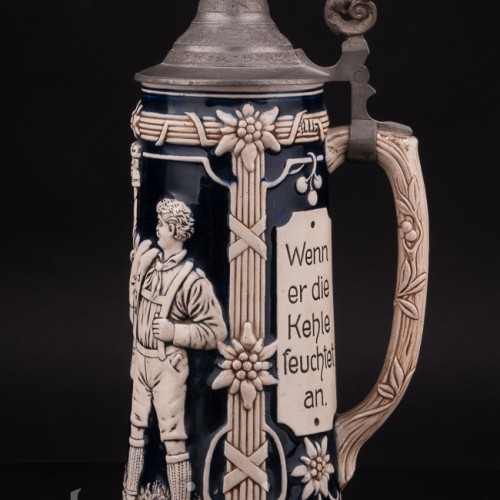 Старинная пивная кружка Смочим горло, 1 л, Marzi & Remy, Германия, кон. 19 - нач. 20 вв.