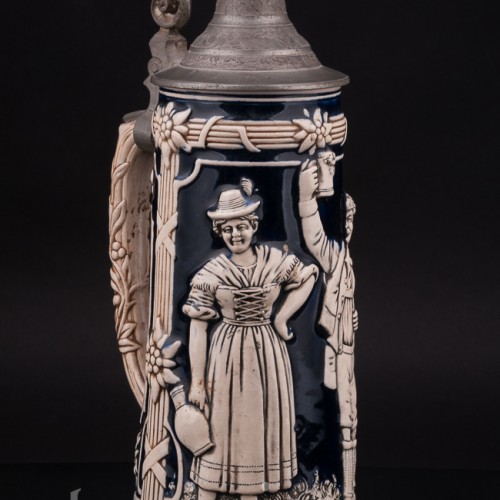 Старинная пивная кружка Смочим горло, 1 л, Marzi & Remy, Германия, кон. 19 - нач. 20 вв.