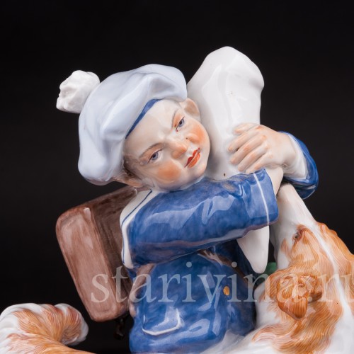 Фарфоровая фигурка Мальчик и собака, Meissen, Германия, 1996 г.