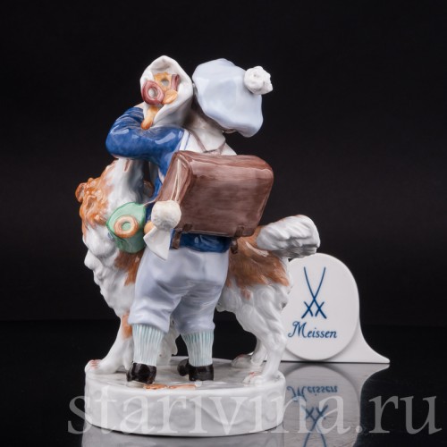 Фарфоровая фигурка Мальчик и собака, Meissen, Германия, 1996 г.