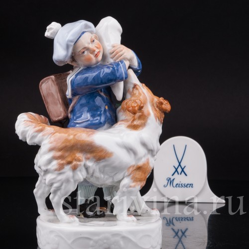 Фарфоровая фигурка Мальчик и собака, Meissen, Германия, 1996 г.