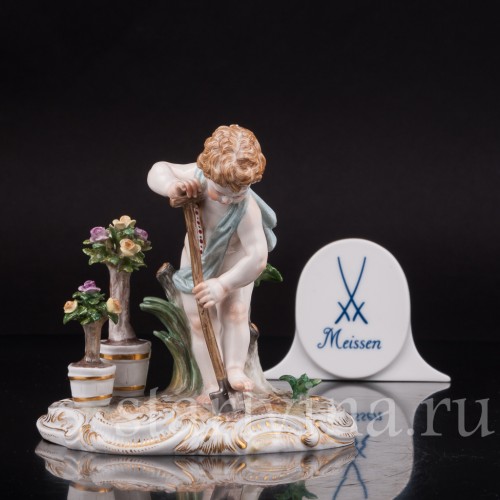 Фарфоровая статуэтка Аллегория земли, путти с лопатой, Meissen, Германия, сер. 19 - нач. 20 вв.