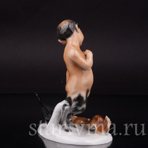 Фигурка из фарфора Фавн, ворона и белка, Goebel, Германия, 1935-49 гг.