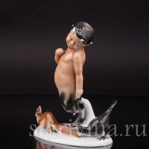 Фигурка из фарфора Фавн, ворона и белка, Goebel, Германия, 1935-49 гг.