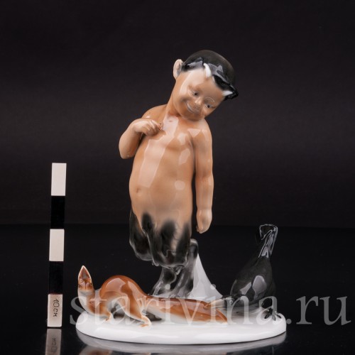 Фигурка из фарфора Фавн, ворона и белка, Goebel, Германия, 1935-49 гг.