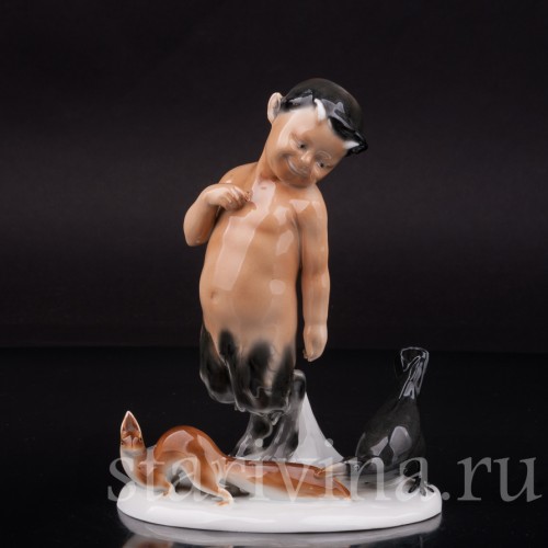 Фигурка из фарфора Фавн, ворона и белка, Goebel, Германия, 1935-49 гг.