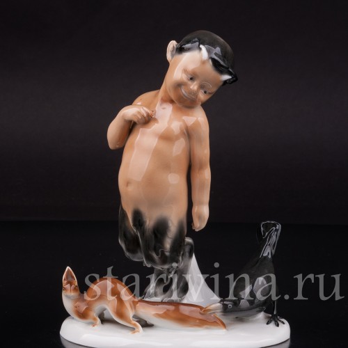 Фигурка из фарфора Фавн, ворона и белка, Goebel, Германия, 1935-49 гг.