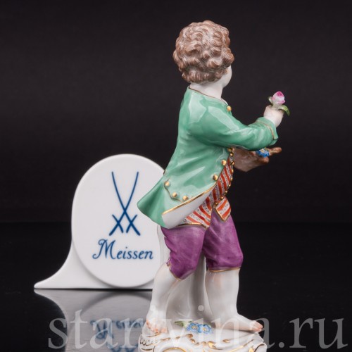 Фарфоровая статуэтка Мальчик с корзиной цветов Meissen, Германия, 1951 г.