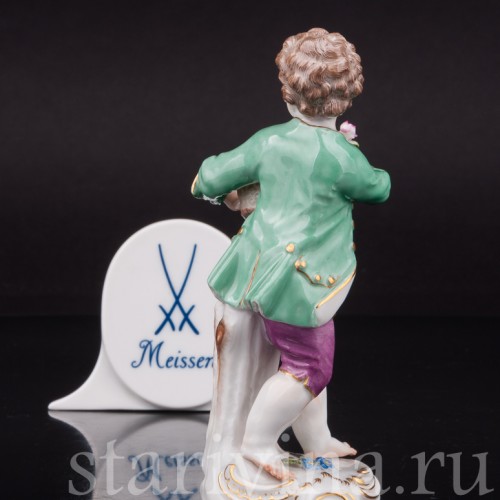 Фарфоровая статуэтка Мальчик с корзиной цветов Meissen, Германия, 1951 г.