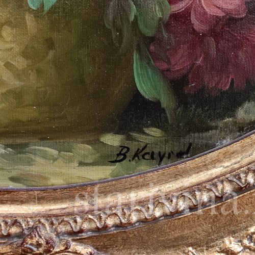 Картина маслом Натюрморт в овальной раме, Германия, сер. 20 в.