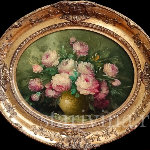 Картина маслом Натюрморт в овальной раме, Германия, сер. 20 в.
