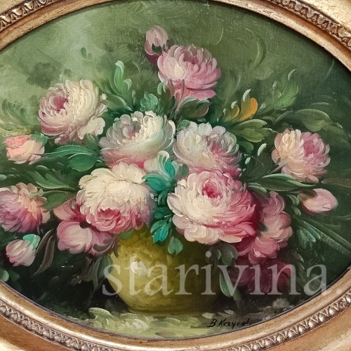 Картина маслом Натюрморт в овальной раме, Германия, сер. 20 в.