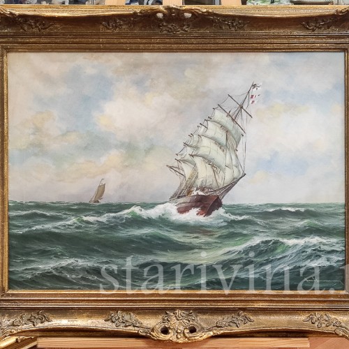 Картина маслом на холсте На море, Германия, 20 в.