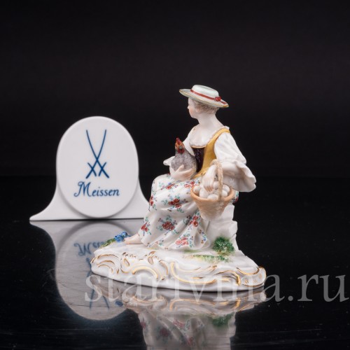Фигурка из фарфора Девушка с курицей, Meissen, Германия, сер 19 - нач 20 вв.
