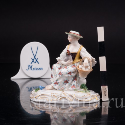 Фигурка из фарфора Девушка с курицей, Meissen, Германия, сер 19 - нач 20 вв.