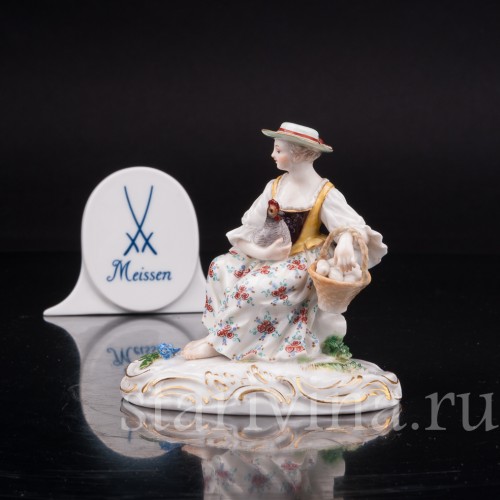 Фигурка из фарфора Девушка с курицей, Meissen, Германия, сер 19 - нач 20 вв.