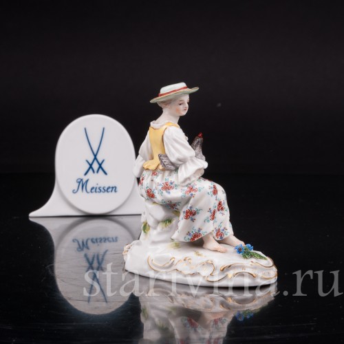 Фигурка из фарфора Девушка с курицей, Meissen, Германия, сер 19 - нач 20 вв.