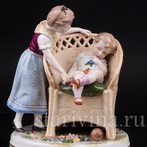 Фарфоровая статуэтка Наигрался, Von Schierholz, Германия, 1907-27 гг.