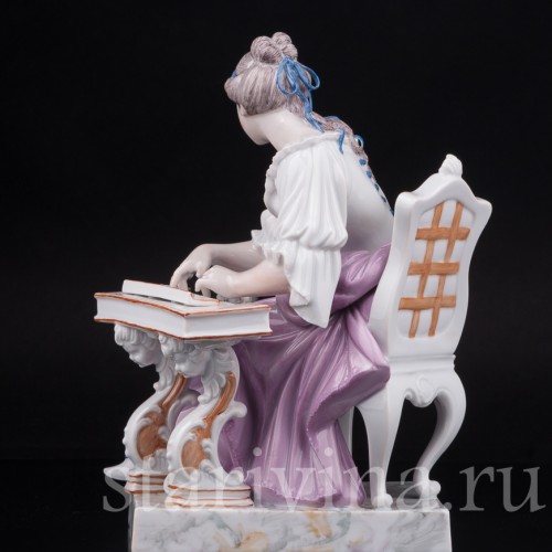 Фарфоровая статуэтка Девушка за клавикордом, Ludwigsburg, Германия, вт. пол. 20 в.