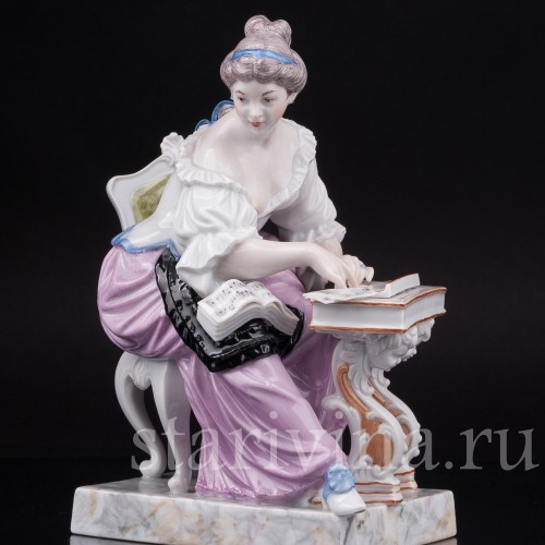 Фарфоровая статуэтка Девушка за клавикордом, Ludwigsburg, Германия, вт. пол. 20 в.