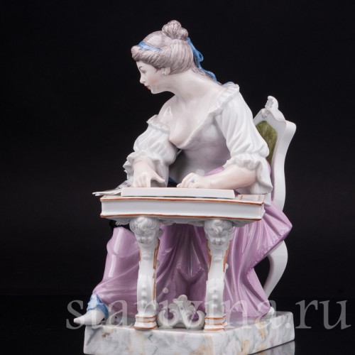 Фарфоровая статуэтка Девушка за клавикордом, Ludwigsburg, Германия, вт. пол. 20 в.