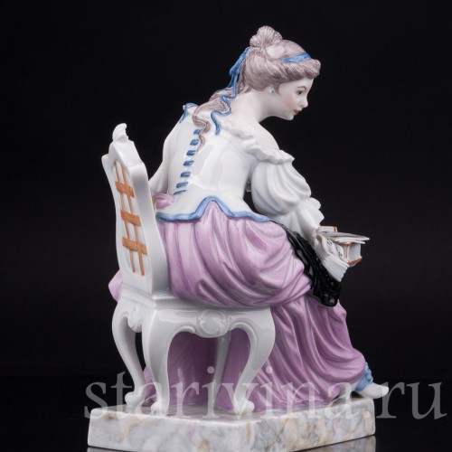 Фарфоровая статуэтка Девушка за клавикордом, Ludwigsburg, Германия, вт. пол. 20 в.
