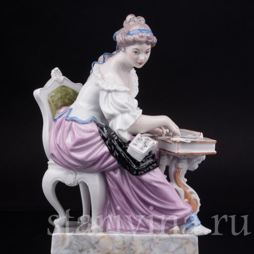 Фарфоровая статуэтка Девушка за клавикордом, Ludwigsburg, Германия, вт. пол. 20 в.