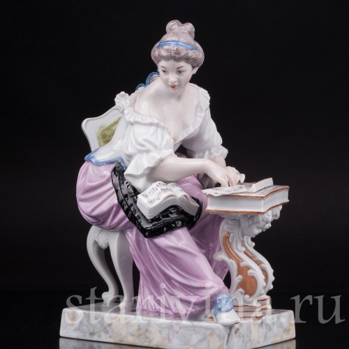 Фарфоровая статуэтка Девушка за клавикордом, Ludwigsburg, Германия, вт. пол. 20 в.