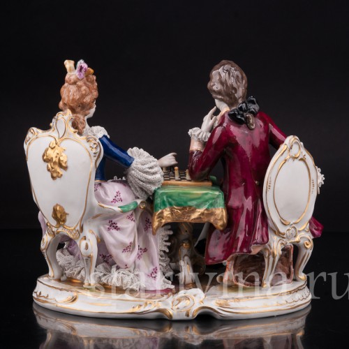 Фарфоровая композиция Шахматная партия, кружевная, Volkstedt, Германия, до 1935 г.