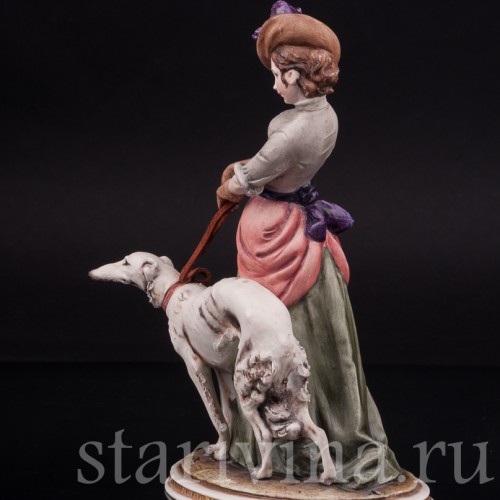 Фарфоровая статуэтка Девушка с борзой, Bruno Merli, Италия, сер. 20 в.