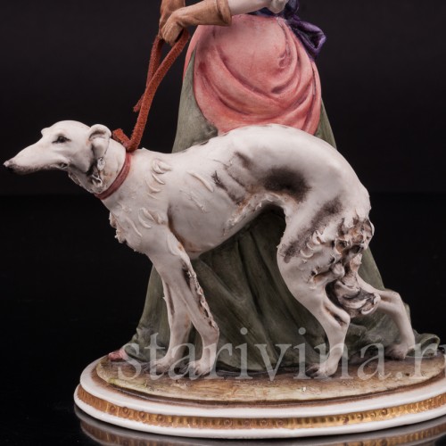 Фарфоровая статуэтка Девушка с борзой, Bruno Merli, Италия, сер. 20 в.
