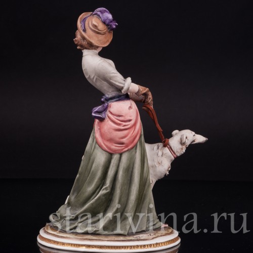 Фарфоровая статуэтка Девушка с борзой, Bruno Merli, Италия, сер. 20 в.