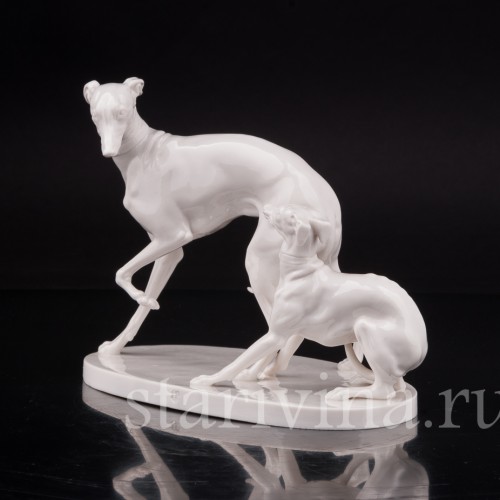 Фарфоровая статуэтка собак Две левретки, Nymphenburg, Германия, пер. пол. 20 в.