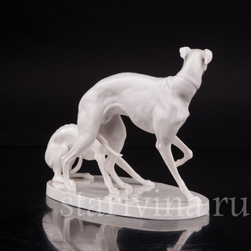 Фарфоровая статуэтка собак Две левретки, Nymphenburg, Германия, пер. пол. 20 в.