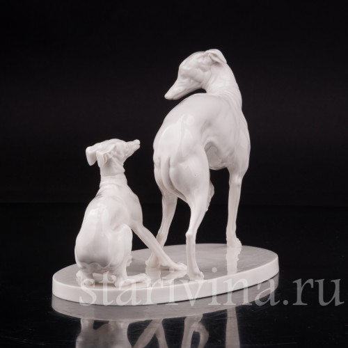Фарфоровая статуэтка собак Две левретки, Nymphenburg, Германия, пер. пол. 20 в.