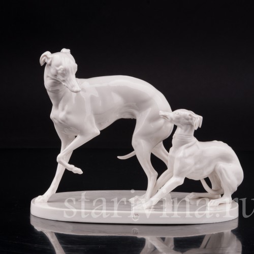 Фарфоровая статуэтка собак Две левретки, Nymphenburg, Германия, пер. пол. 20 в.