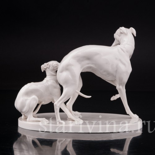 Фарфоровая статуэтка собак Две левретки, Nymphenburg, Германия, пер. пол. 20 в.