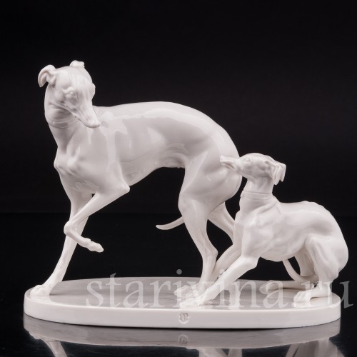 Фарфоровая статуэтка собак Две левретки, Nymphenburg, Германия, пер. пол. 20 в.