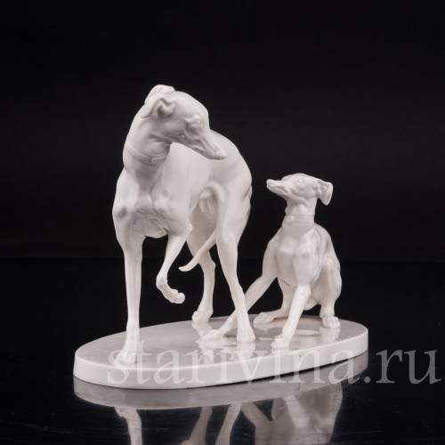 Фарфоровая статуэтка собак Две левретки, Nymphenburg, Германия, пер. пол. 20 в.