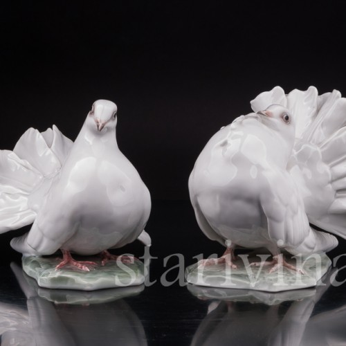 Фарфоровая статуэтка птиц Голубь и голубка, Rosenthal, Германия, сер. 20 века.