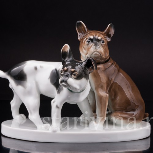 Фарфоровая статуэтка собак Два бульдога, Karl Ens, Германия, 1920 -30 гг.