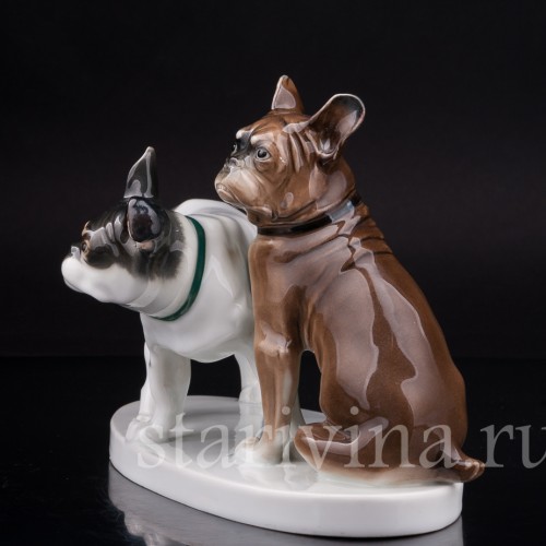 Фарфоровая статуэтка собак Два бульдога, Karl Ens, Германия, 1920 -30 гг.