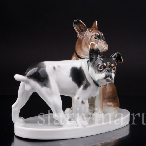 Фарфоровая статуэтка собак Два бульдога, Karl Ens, Германия, 1920 -30 гг.