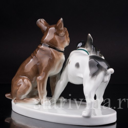 Фарфоровая статуэтка собак Два бульдога, Karl Ens, Германия, 1920 -30 гг.