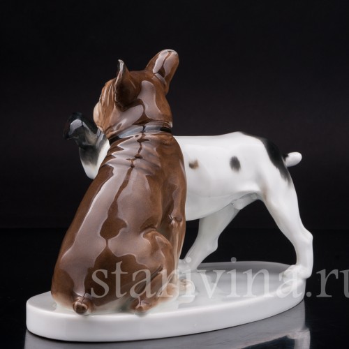 Фарфоровая статуэтка собак Два бульдога, Karl Ens, Германия, 1920 -30 гг.