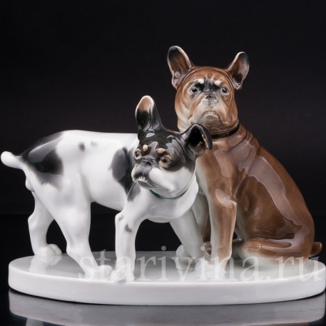 Фарфоровая статуэтка собак Два бульдога, Karl Ens, Германия, 1920 -30 гг.