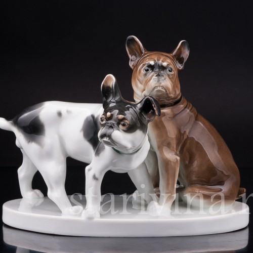 Фарфоровая статуэтка собак Два бульдога, Karl Ens, Германия, 1920 -30 гг.
