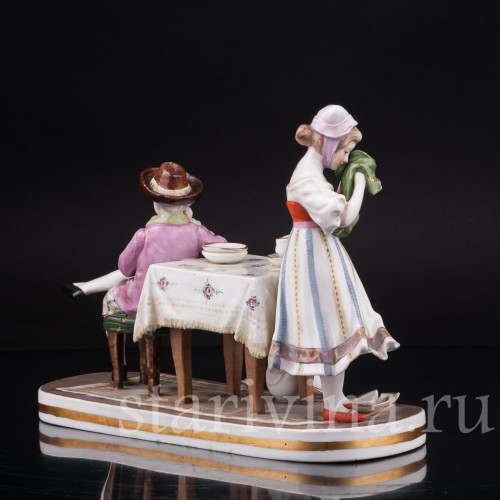 Композиция из фарфора Разбитая тарелка, Ackermann & Fritze, Германия, перв.пол. 20 в.