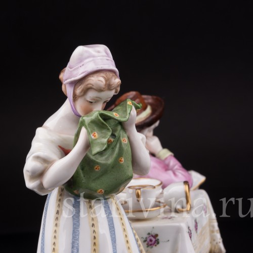 Композиция из фарфора Разбитая тарелка, Ackermann & Fritze, Германия, перв.пол. 20 в.