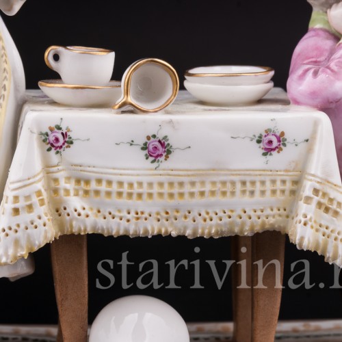 Композиция из фарфора Разбитая тарелка, Ackermann & Fritze, Германия, перв.пол. 20 в.